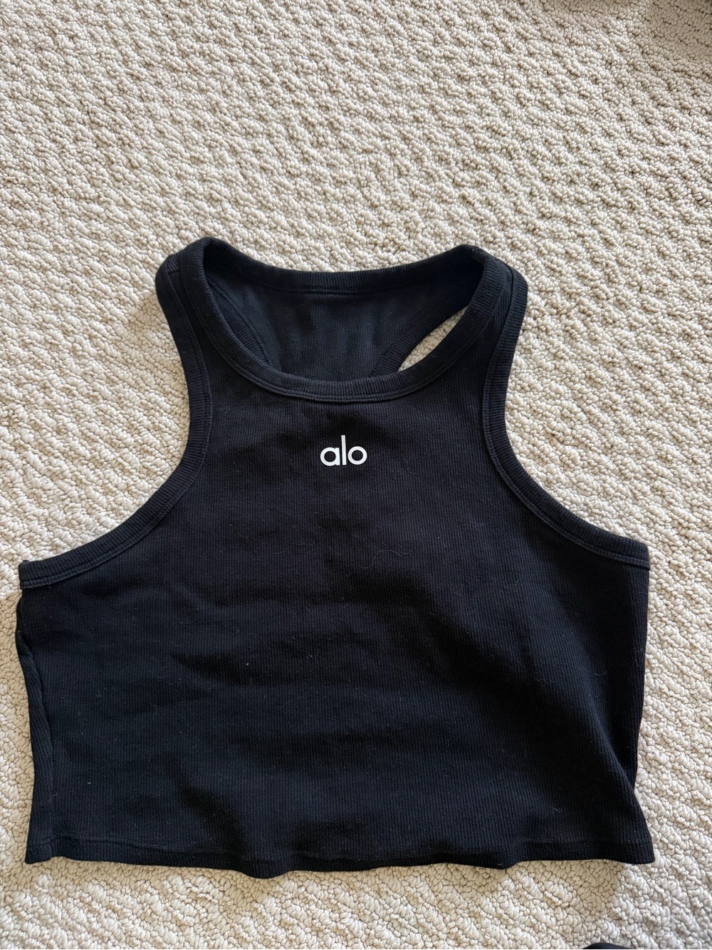 Alo Black Ribbed Crop Tank